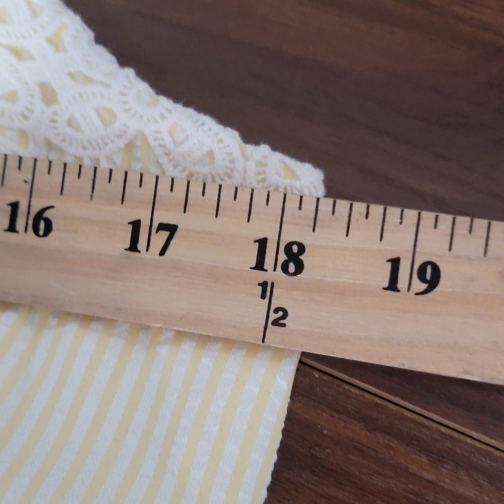 London Times Sheath Dress 14 Yellow Seersucker Lace Trim Preppy Coastal Vintage - Picture 9 of 10